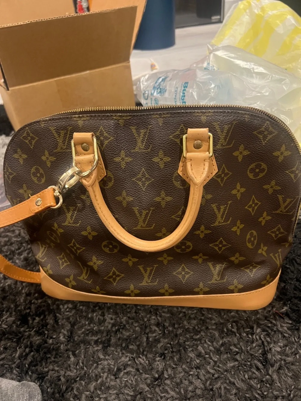 Louis Vuitton Monogram Canvas Satchel with Tan Leather Trim - Picture 8 of 9